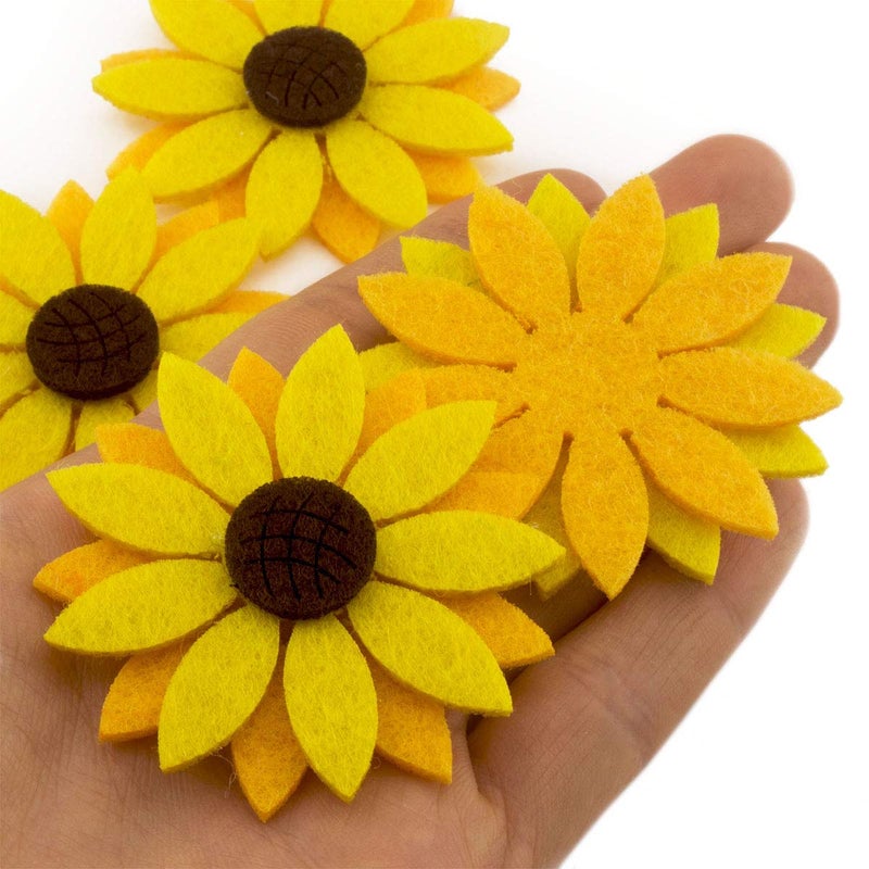 Summer-Ray.com Summer-Ray 20pcs 2"" Triple Layered Felt Laser Sunflower Cutout Embellishment - Image 3